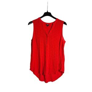 Torrid Harper Orange Tunic Blouse Top V-Neck High Low Hem Sleeveless 0 US L